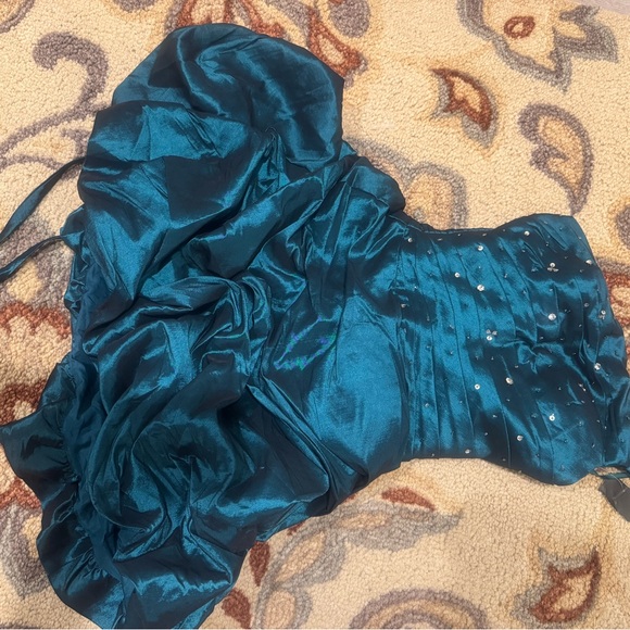 Cinderella Teal One Shoulder Dress - Picture 2 of 12